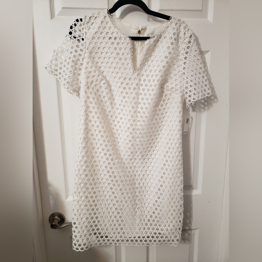 Trina Turk Elegant White Lace Like Dress White, 8